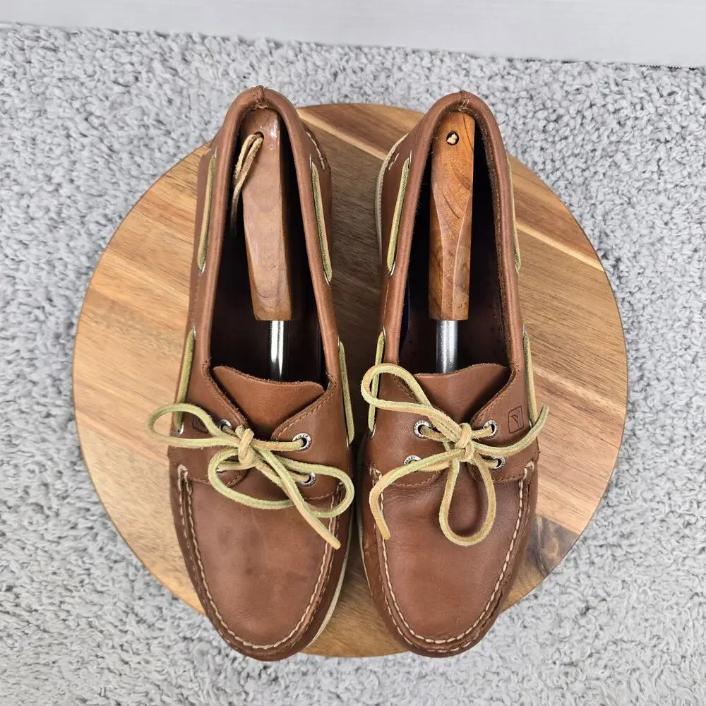 Sperry Top Sider Men 12M Authentic Original 2-Eye Brown Leather Casual Boat Shoe